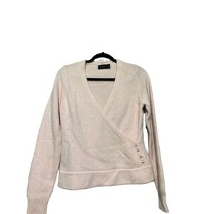 The Limited Womens Pale Pink Wrap Front V-Neck Sweater Side Button Detail Size L